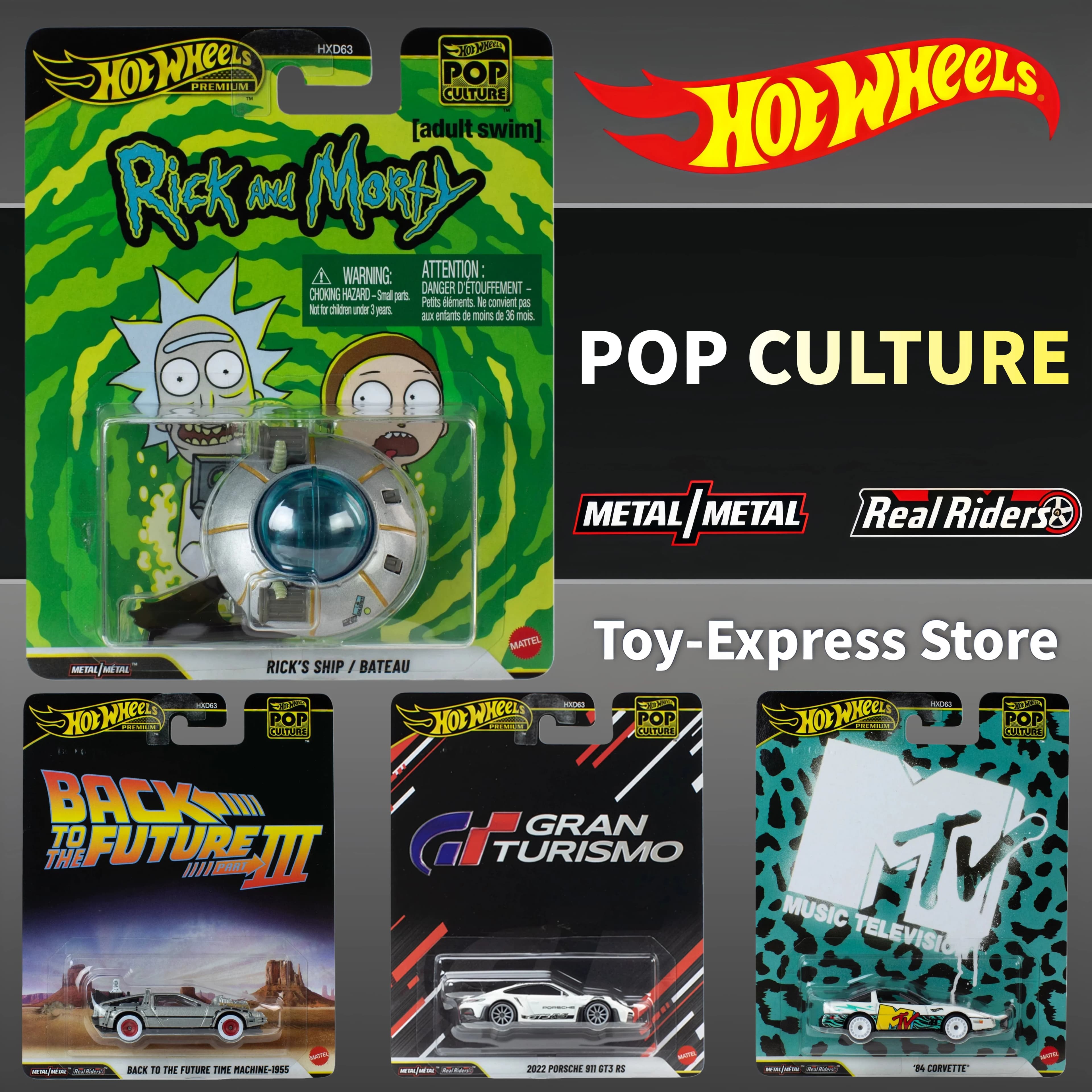 Hot Wheels Premium 2026 Pop Culture Ritorno al Futuro Rick e Morty Hotwheels Giocattoli per Bambini 2026 Modellino Auto 1:64 Giocattoli per Ragazzi