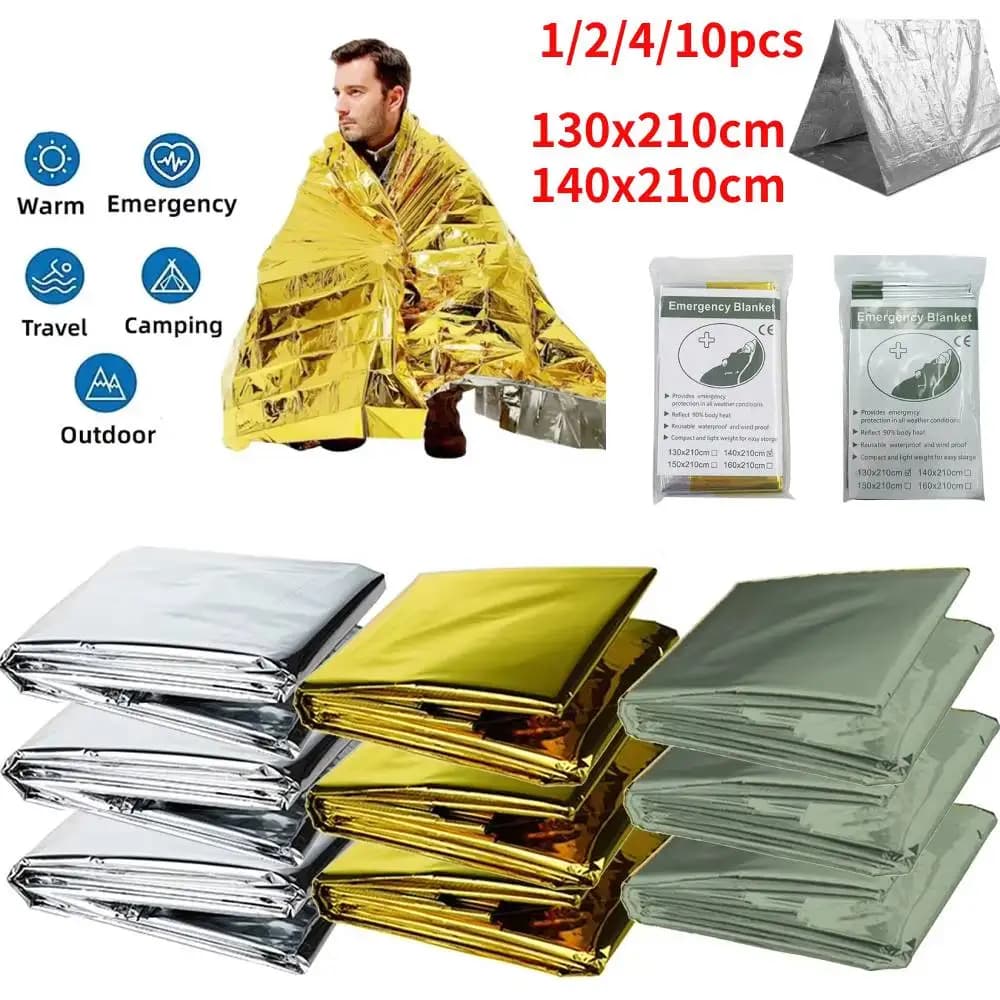 Outdoor Emergency Gold-Sliver Survival Blanket Waterproof First Aid Rescue Curtain Foil Thermal Military Blanket