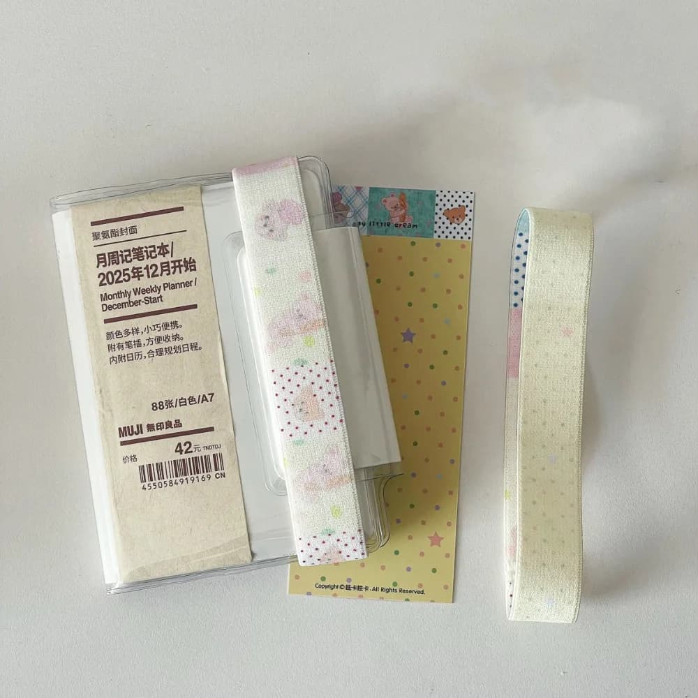 Cinghie per quaderni con design a motivi su entrambi i lati, cinghia elastica regolabile con decorazioni a stella, fascia per rilegatura A7/M5