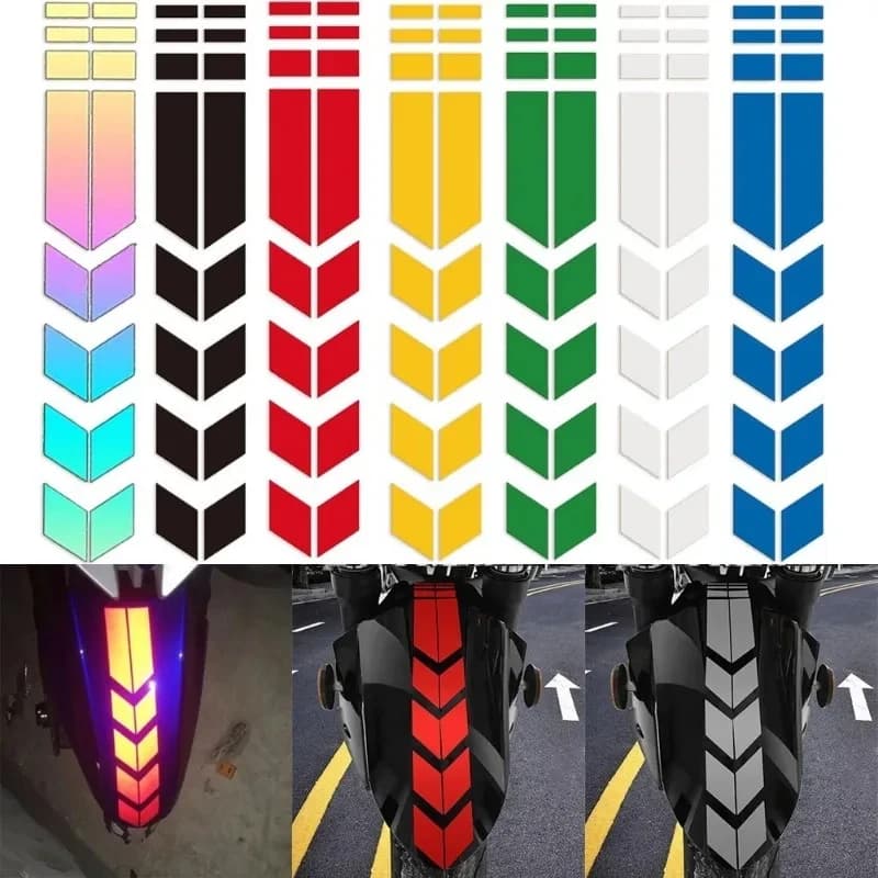 Set di 1-3 Adesivi Riflettenti a Strisce e Frecce per Moto, Segnalazione di Sicurezza, Nastro Impermeabile e Oleorepellente per Parafango, Accessori