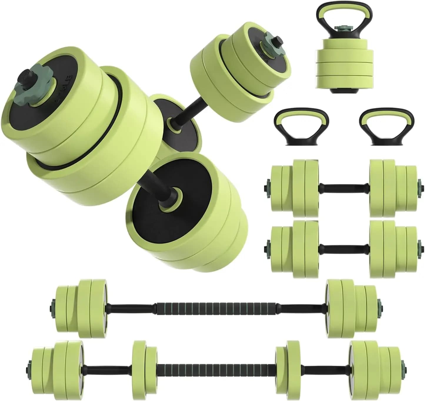 Set di Manubri Regolabili 5-in-1 da 22/42/62 LBS, Pesi Liberi per Palestra Domestica, Kettlebell, Bilanciere, Supporto per Flessioni