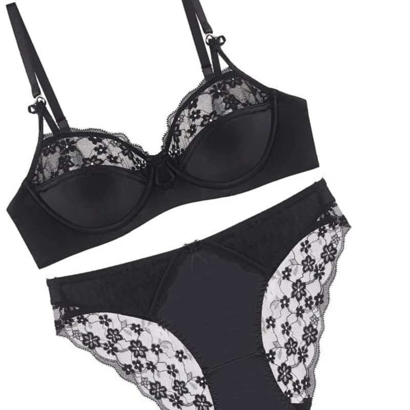 Reggiseno in pizzo francese a mezza coppa sottile da donna, set minimizzatore push-up con supporto laterale anti-cedimento, lingerie sexy e confortevole, 1/2 coppa S-XL per uso quotidiano