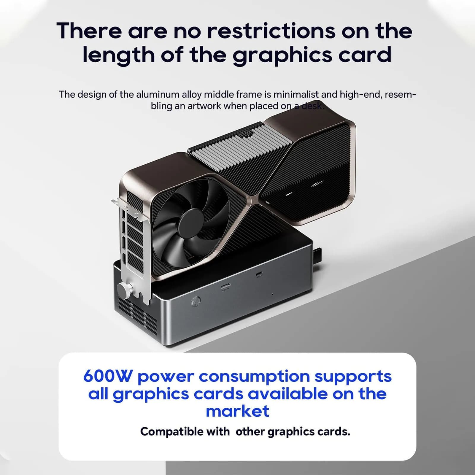 Docking Station eGPU con alimentatore da 800W, PCIe 4.0 X4, supporto GPU esterna, supporto massimo scheda grafica da 600W, interfaccia OcuLink USB 4.0