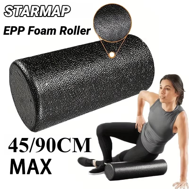 Massage roller in EPP foam for yoga, fitness, pilates, body exercises, legs, arms, back, feet, to relieve pain and relax your muscles.