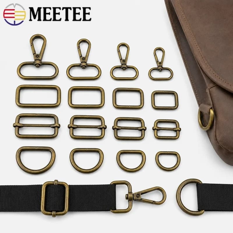 5/10Pcs 20-38mm Bronze Metal Bag Strap Hardware Lobster Clasp Tri-Glide Square Buckle D Ring Webbing Adjuster Repair Components
