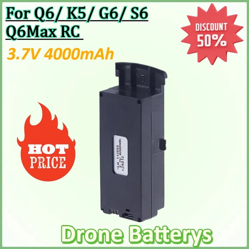 New 3.7V 4000mAh Rechargeable Battery for Q6/ K5/ G6/ S6 Q6Max RC Quadcopter Spare Parts for High Capacity Drone Battery