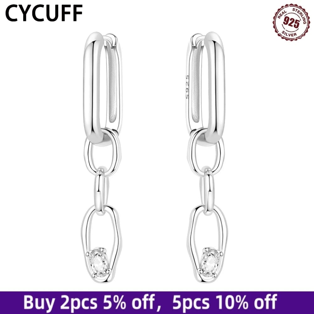CYCUFF 2025 New 925 Sterling Silver Inlaid Zircon Drop Earring Detachable Chain For Woman Jewelry Earrings Fashion Birthday Gift