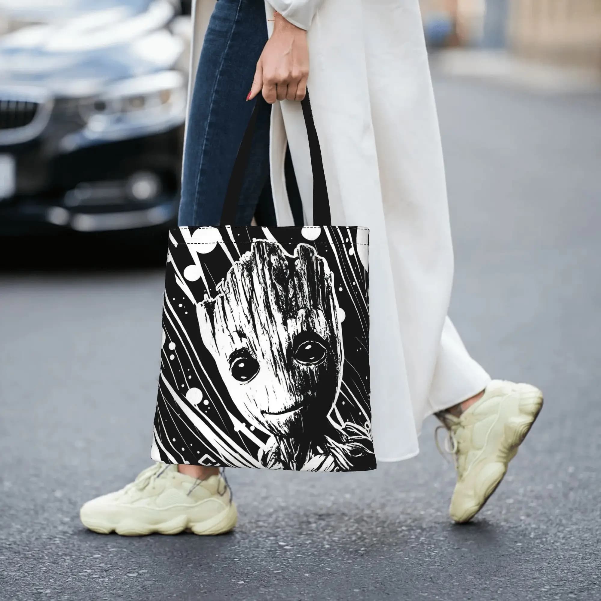Borsa da donna 2026 Groot, borsa tote in tela riutilizzabile a doppio lato, borsa a tracolla Marvel