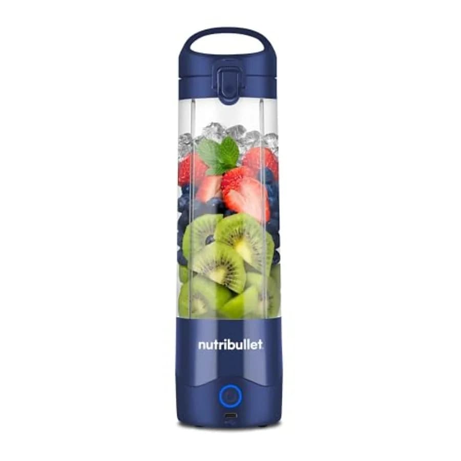 Coe20oz Portable Frullator with Container, Rechargeable Personal Blender Blue Navy and NBPB5000NB