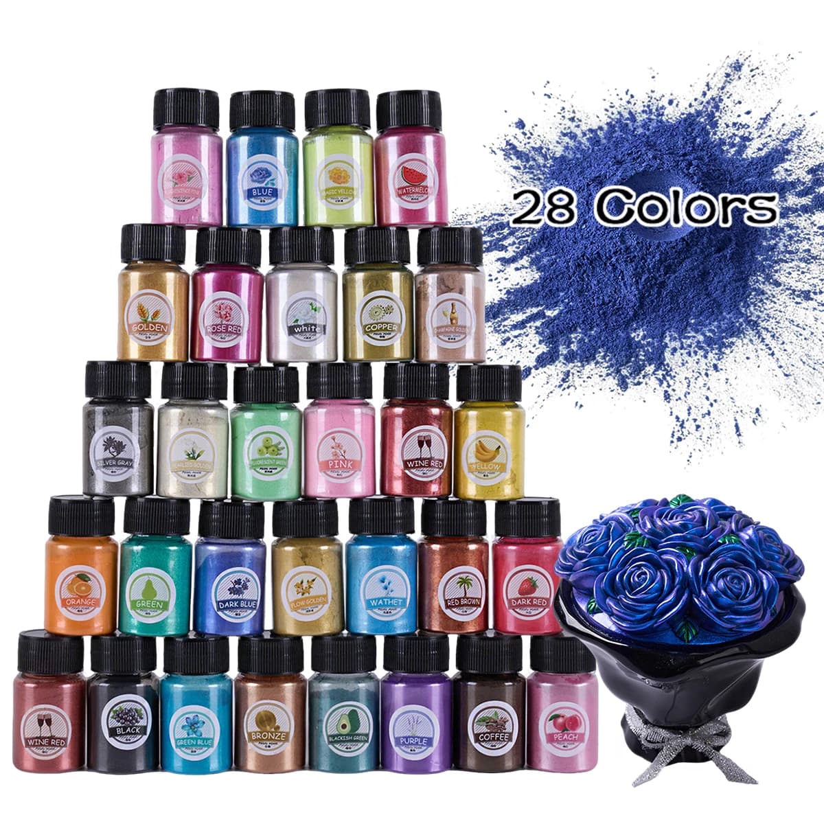 Mica Powder 28 Colors 10g Mirror Natural Mica Pearl Powder Dye Epoxy Resin Candle DIY Jewelry Making Crafts Pearl Powder Pigment