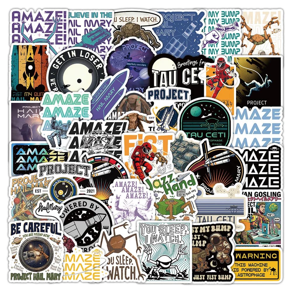 50Pcs Project Hail Mary Stickers Decals For Laptop Scrapbook Luggage Guitar Helmet DIY Graffiti Aesthetic Stickers