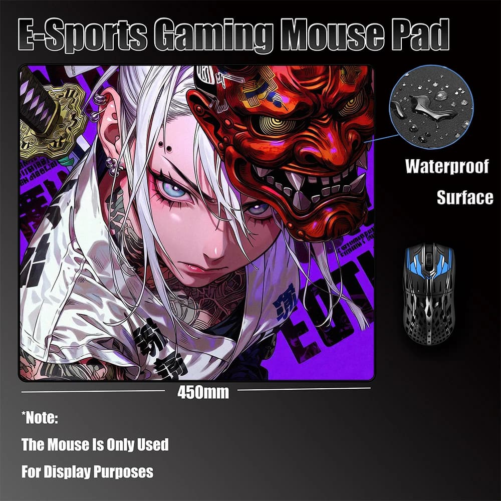 Tappetino per mouse Samurai E-Sports Tappetino per mouse da gioco con maschera giapponese Oni Tappetino per mouse professionale antiscivolo Tappetino per tastiera premium