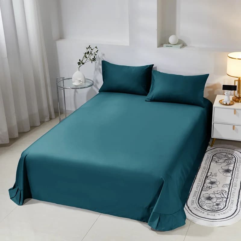 3pc Flat Bed Sheet Pillowcase set Solid 100% Cotton Bed Cover Single Double Queen King Size Bed Sheet bedroom Beding Bedspread