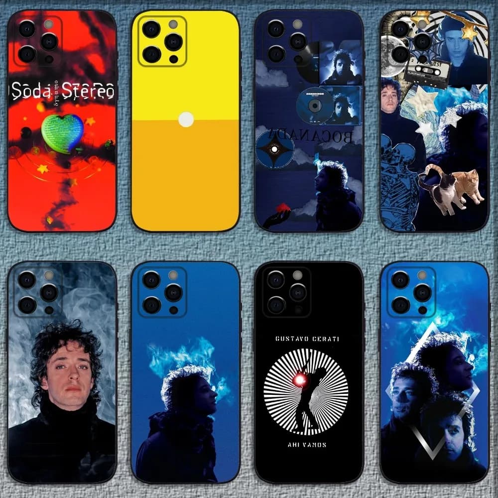 Custodia per telefono Singer G-Gustavo Cerati per iPhone 16,15,14,13,12,11,Pro,X,XS,Max,XR,Plus,Mini Cover morbida nera
