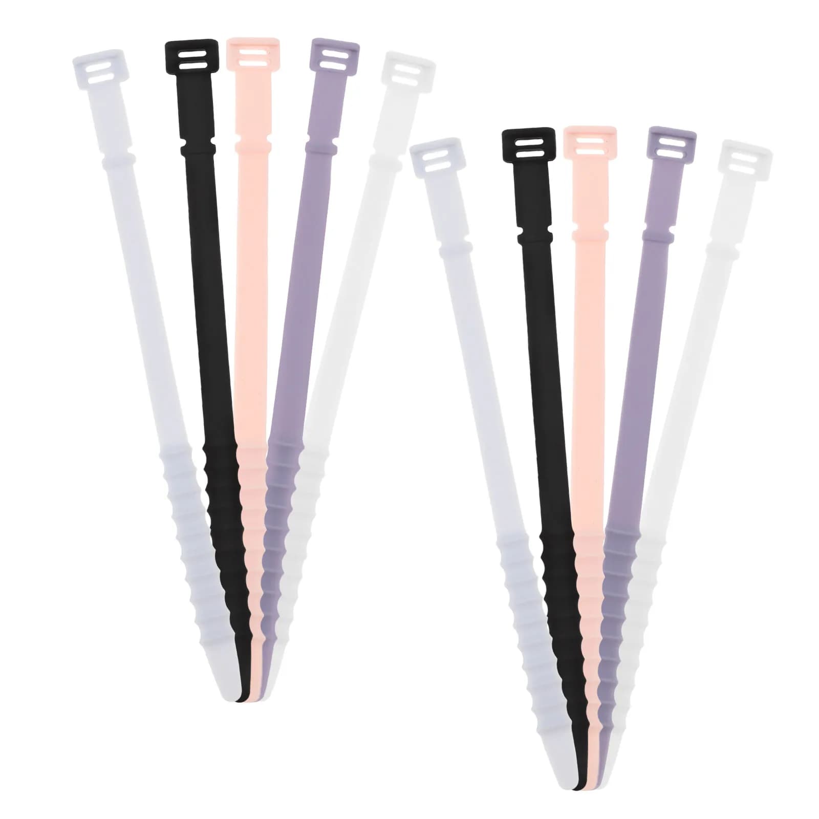 10 Pezzi Fascette in Silicone da 180 mm, Organizzatori di Cavi Riutilizzabili, Fascette Elastiche Estese per Gestione Cavi Elettronici in Casa e Ufficio
