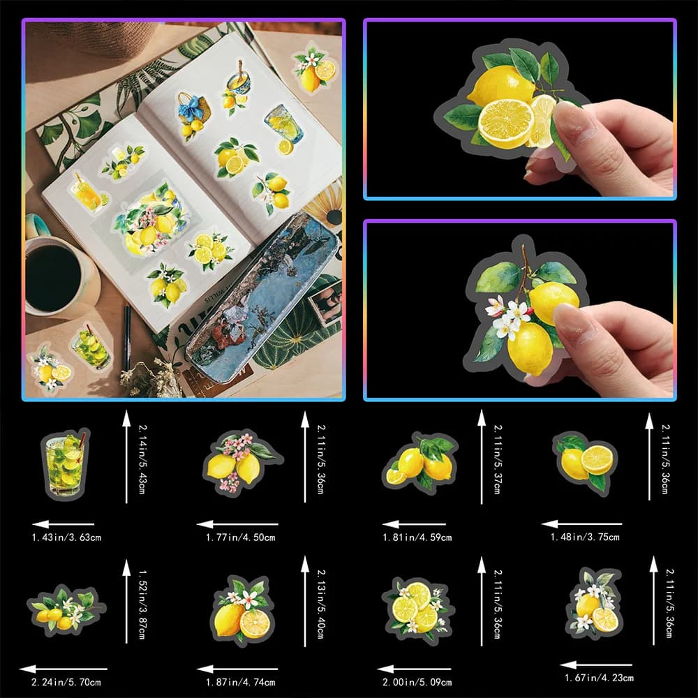 112 adesivi decorativi a tema limone, decalcomanie impermeabili trasparenti in PET per specchio da parete per bagno, laptop, decorazione domestica fai da te