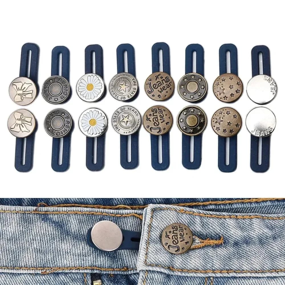 8 pezzi estensori per bottoni per donna uomo pantaloni jeans bottoni estensori per la vita bottoni espansori per pantaloni, istantanei e facili da usare