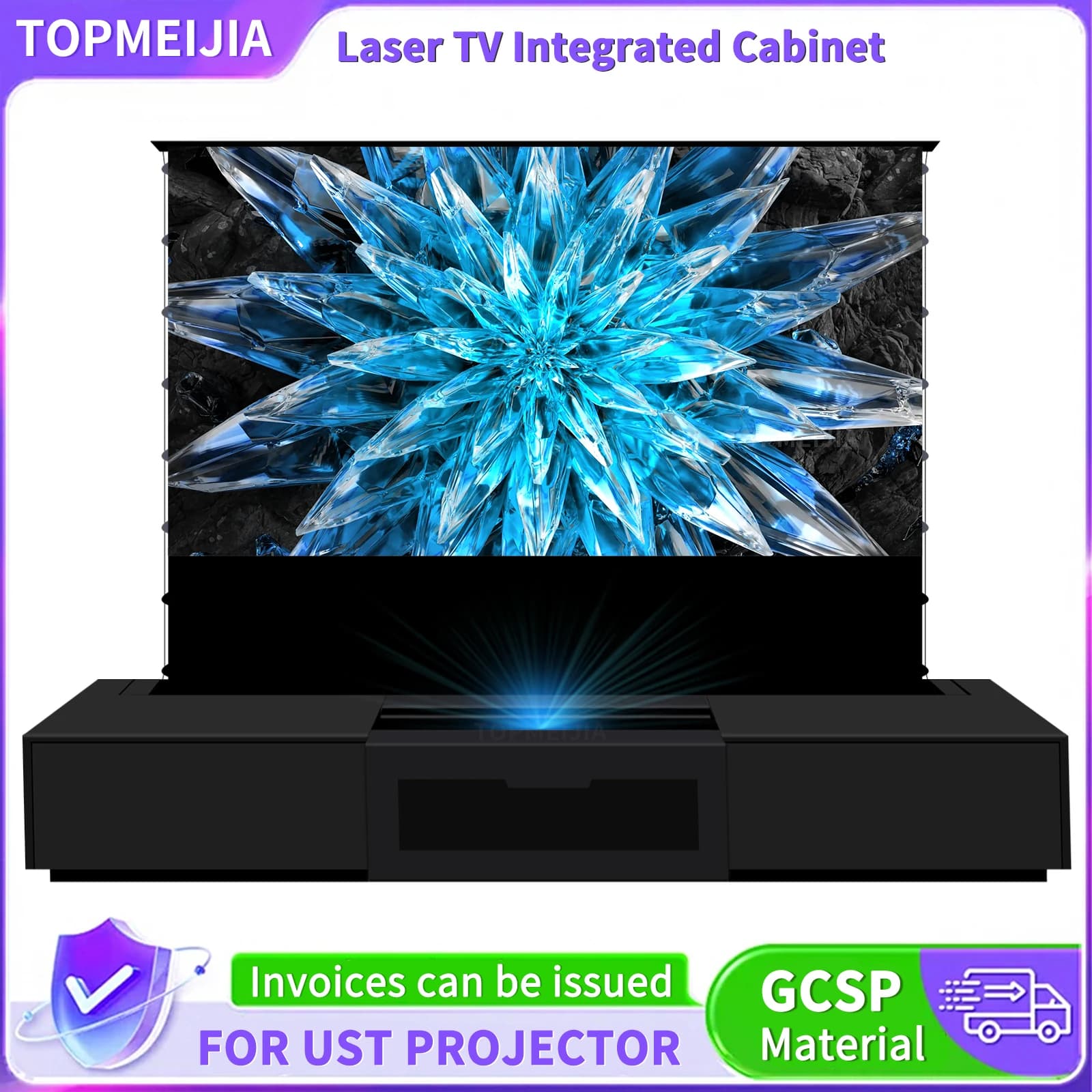 Schermo per proiettore da pavimento da 100/120/150 '' e mobile TV laser motorizzato per proiettore laser AWOL 3500 Pro 3500 lumen 4K UST