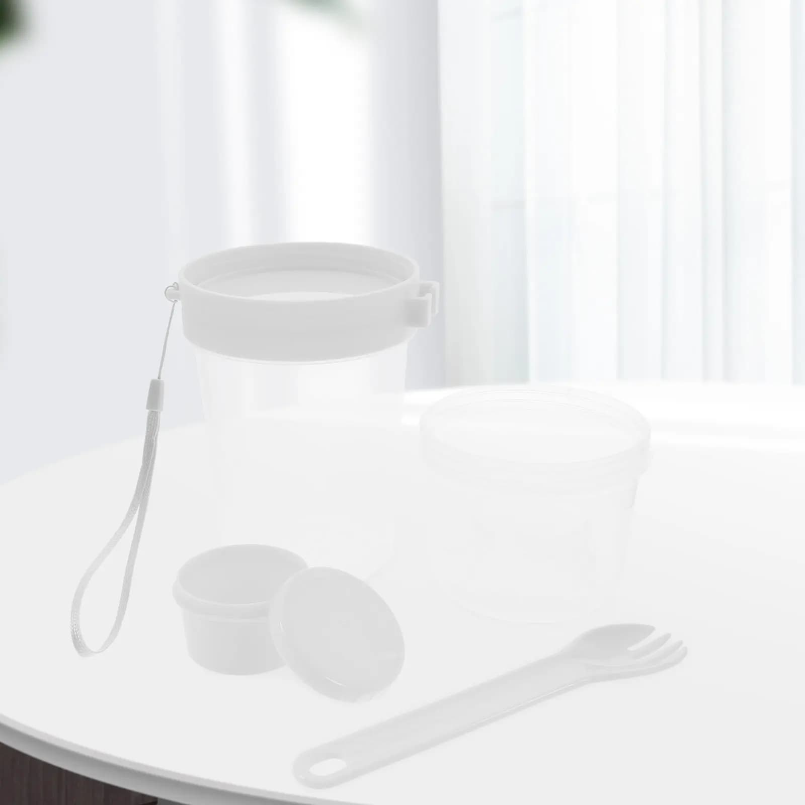 Set da 1 Contenitore Ermetico Portatile per Insalata con Cucchiaio, Contenitore a Doppio Strato per Overnight Oats, Cereali, Yogurt, Avena, Preparazione Pasti e Conservazione