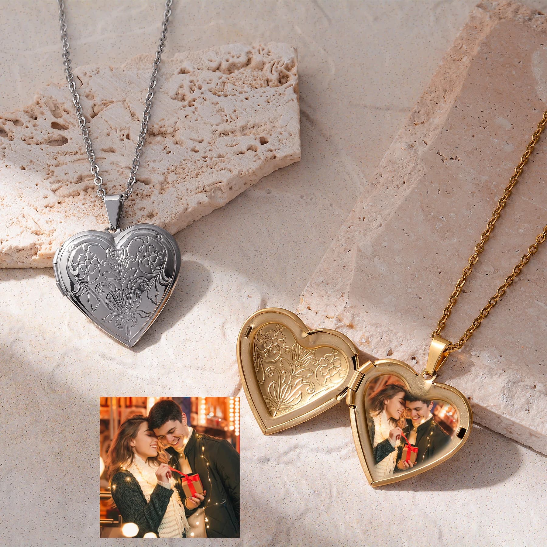 Collana da donna con ciondolo a forma di cuore in acciaio inossidabile personalizzato Collana con foto chiusa personalizzata Regalo di gioielli di compleanno per anniversario