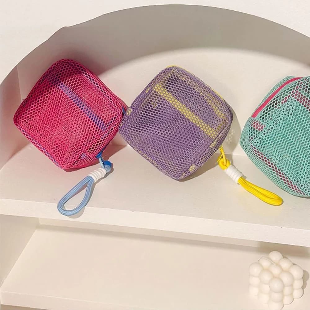 Borsa Cosmetica a Rete Quadrata, Borsa Multiuso per Oggetti Vari, Borsa Portatile Quadrata per Cosmetici con Cerniera