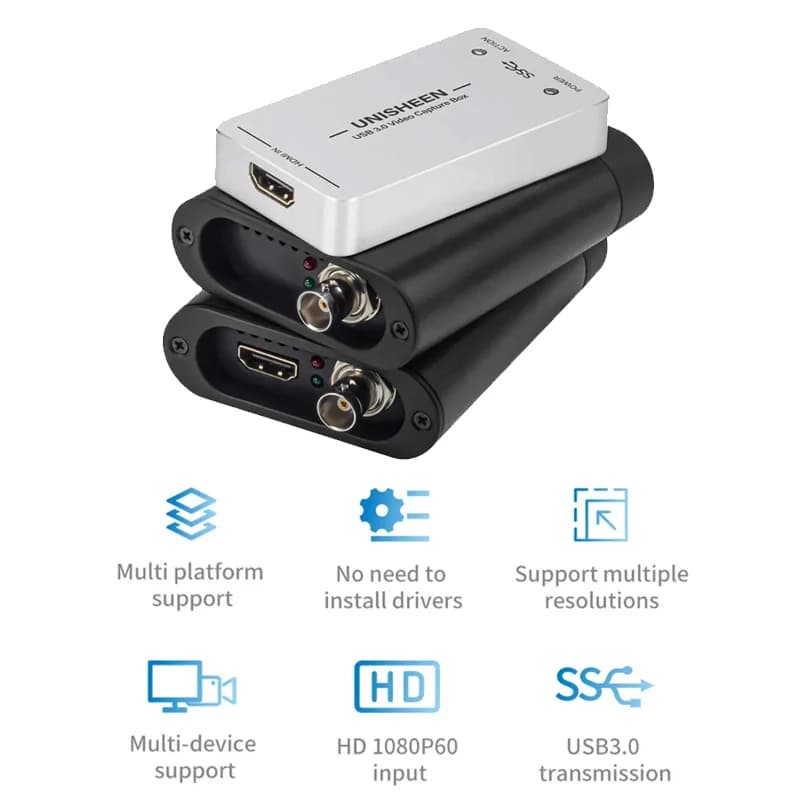 Portable USB 60FPS SDI HDMI VIDEO CAPTURE Card Box Grabber Dongle Adapter TYPE C Free Driver Win11 Linux Mac