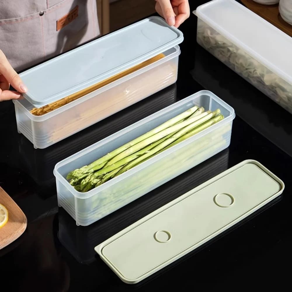 2 pz/set scatola di Crisper sigillata per uso alimentare con coperchio-contenitore rettangolare per frigorifero per cipolle, coriandolo, Noodles e