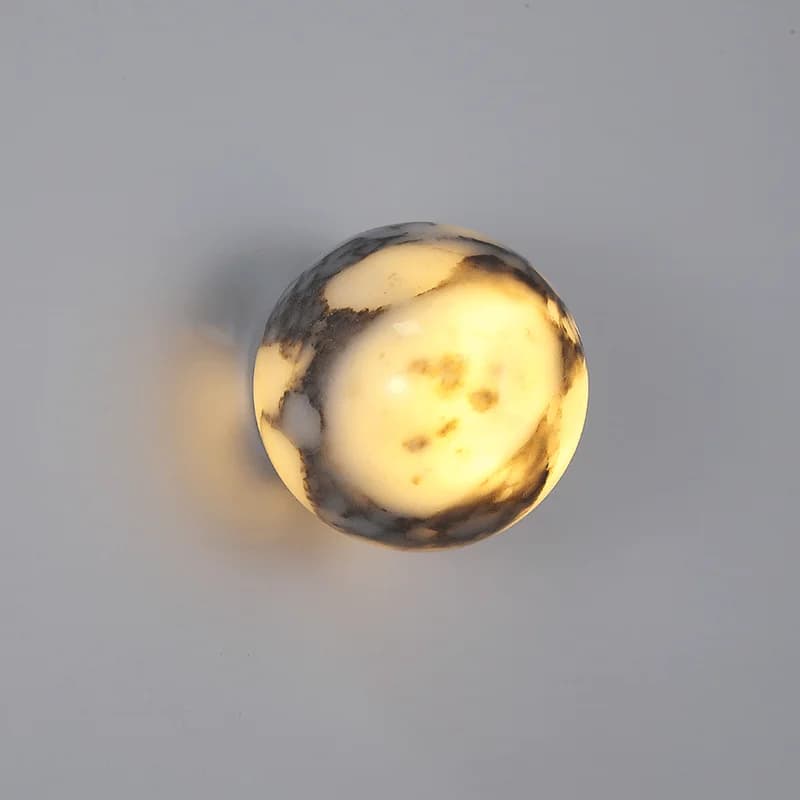 Lampada da parete in pietra naturale di marmo a sfera Lampada da comodino per camera da letto Luce a LED di lusso di fascia alta Soggiorno Corridoio Scala Lavandino Sconce