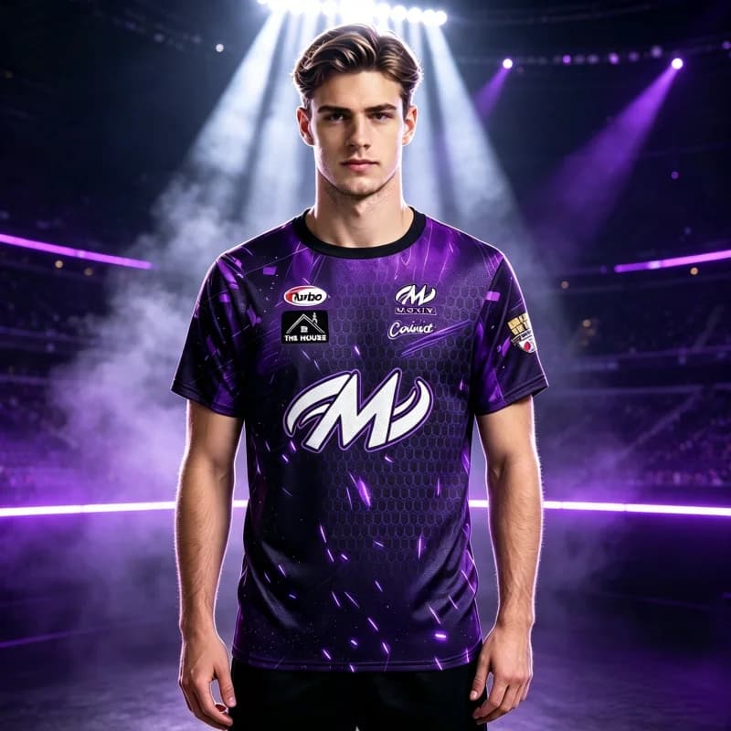 New Motiv Purple Particle Gradient Bowling Jersey Short Sleeve Performance Sports Pro Bowler Casual Street-wear family kids tees