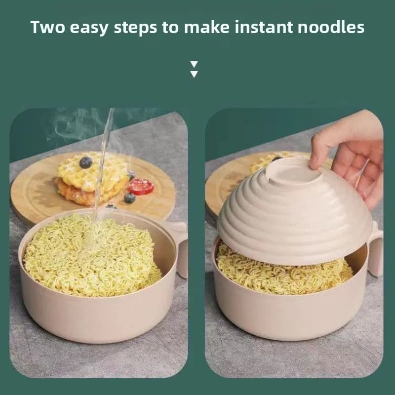 Ciotola per Noodles Istantanei in Stile Giapponese con Coperchio per Studenti in Dormitorio e Lavoratori d'Ufficio, Contenitore per Pranzo in Paglia di Grano per Uso Domestico