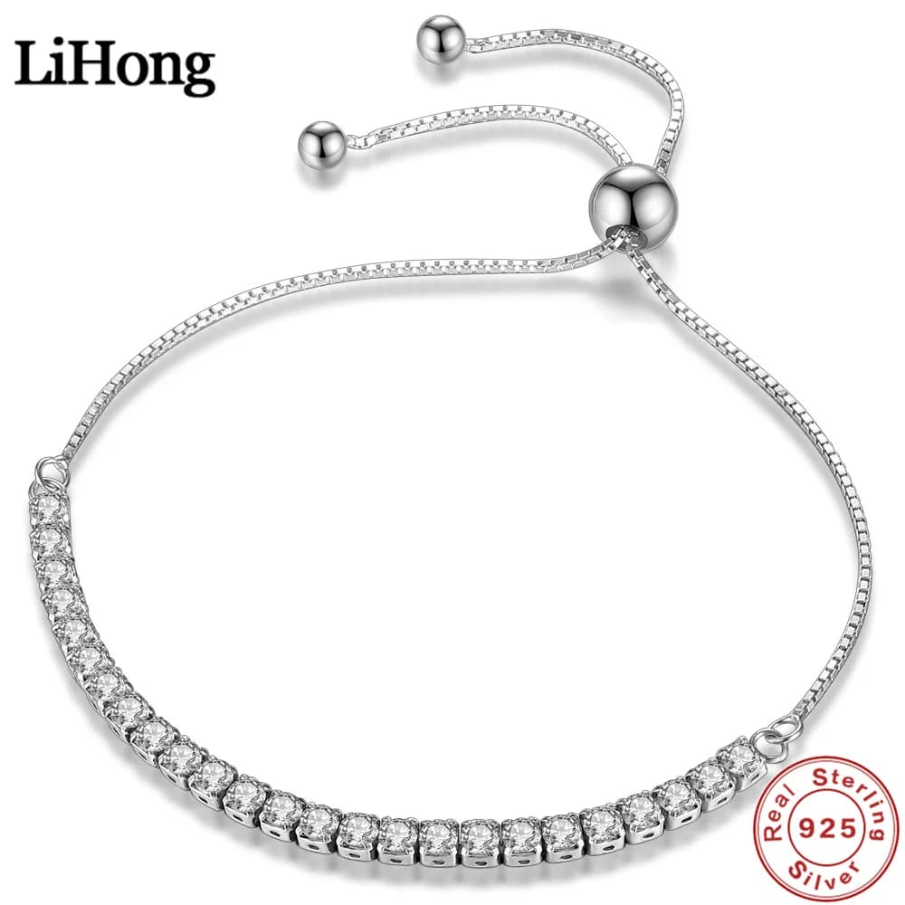 Bracciale in argento sterling 925 Vera elegante zircone tennis braccialetto di cristallo zircone per le donne moda semplice fidanzamento matrimonio glam