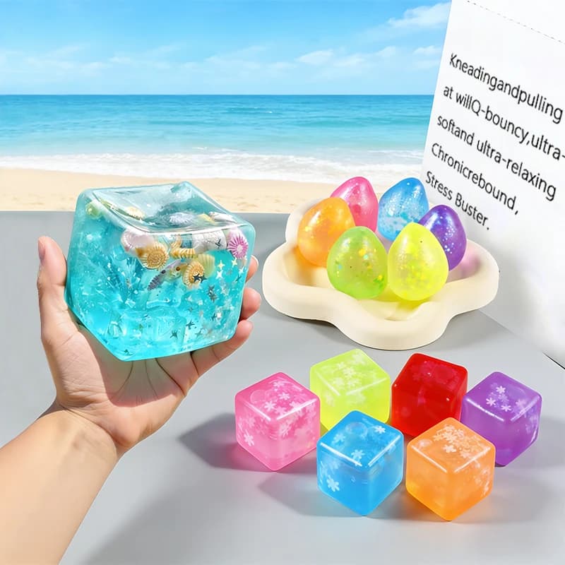 Pallina Antistress Morbida a Forma di Cubo di Maltosio, Giocattolo Sensoriale per Autismo, Design Ocean Star, per Adulti e Bambini