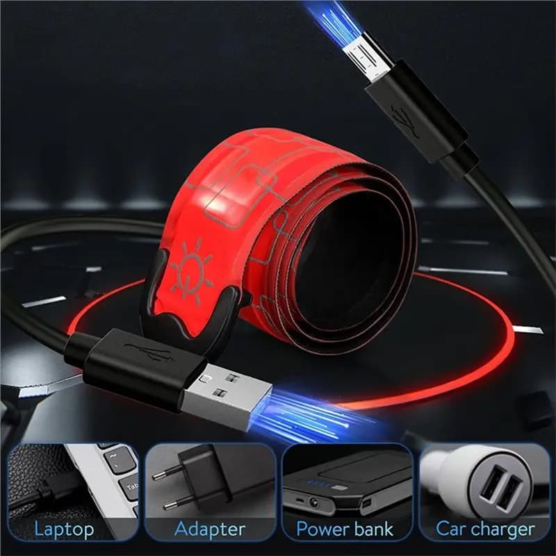 ABKS-Quick Buckle Light USB Rechargeable Bracelet LED Night Running Strap With Children' S Safety Flash Belt