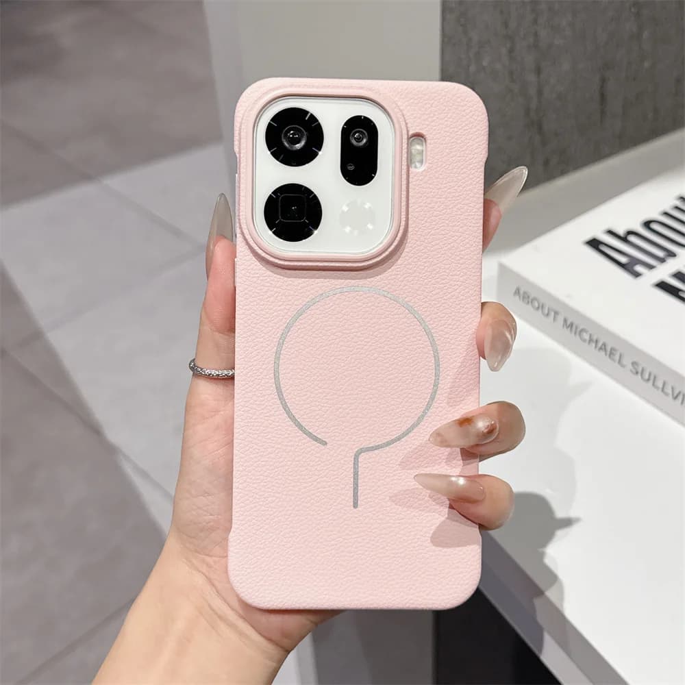 Custodia Protettiva Magnetica Senza Cornice in Pelle per Ricarica Wireless MagSafe per OPPO Find X9 X8 X8S X8S+ Pro X8 Ultra