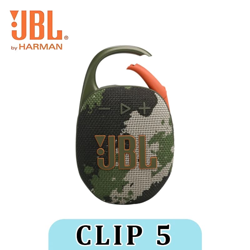 JBL CLIP5 Altoparlante Wireless Impermeabile Camouflage Quinta Generazione, Sistema Audio Portatile per Esterni e Ciclismo