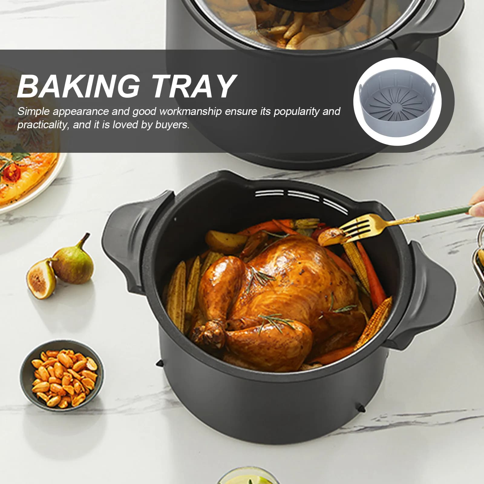 Silicone Basket for Air Fryer, Oven Anti-Agent Mat, Easy to Clean, Reusable, Kitchen Accessories