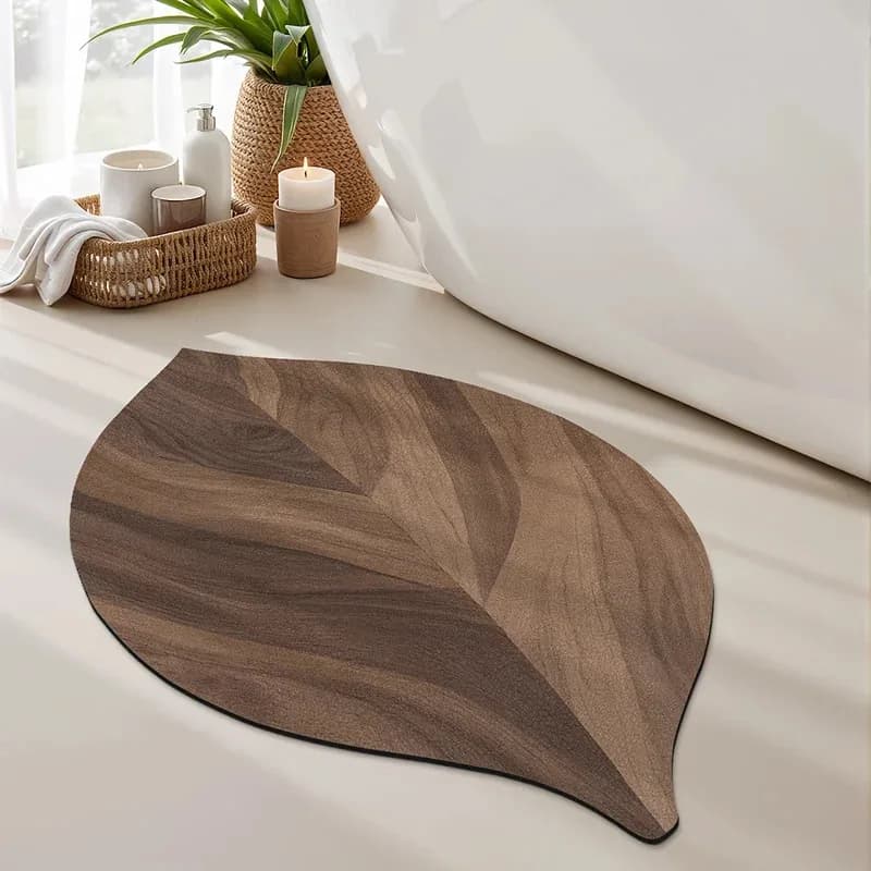 Tappeto da bagno VIKAMA, tappetino da bagno creativo a forma di foglia, antiscivolo, assorbente, ad asciugatura rapida, facile da pulire, tappetino decorativo per la casa