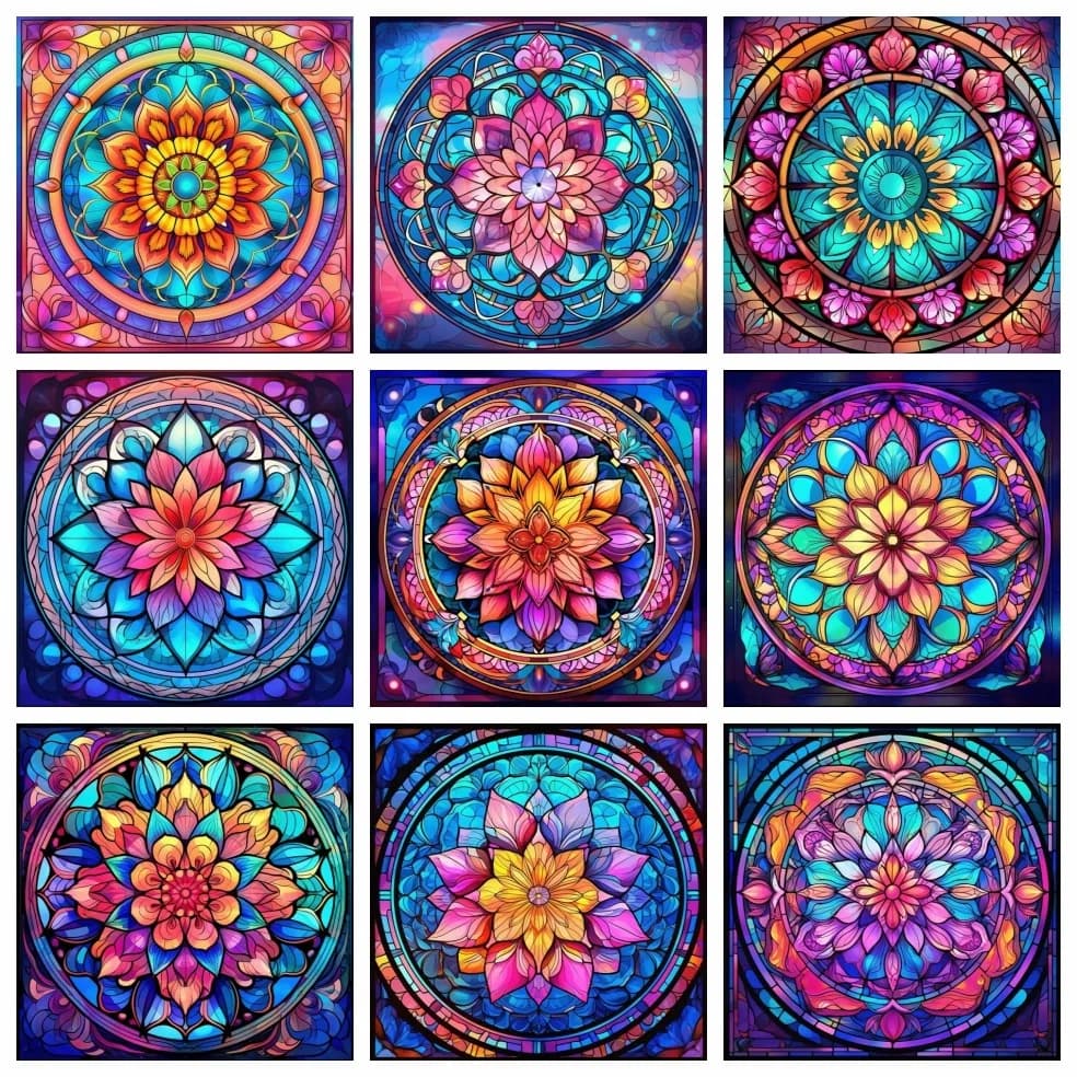 AZQSD pittura diamante Mandala fiore punto croce ricamo mosaico ricamo floreale pieno quadrato rotondo decorazioni per la casa