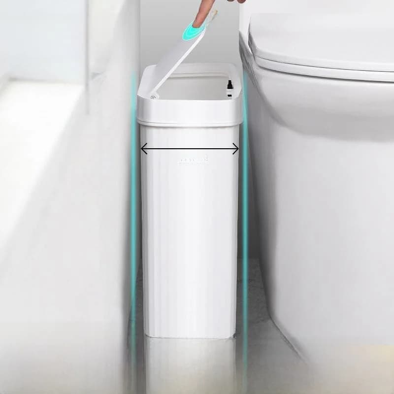 Cestino per Rifiuti Ultra-Sottile per Bagno, Soggiorno e Cucina con Coperchio, Bidone per Rifiuti Domestici