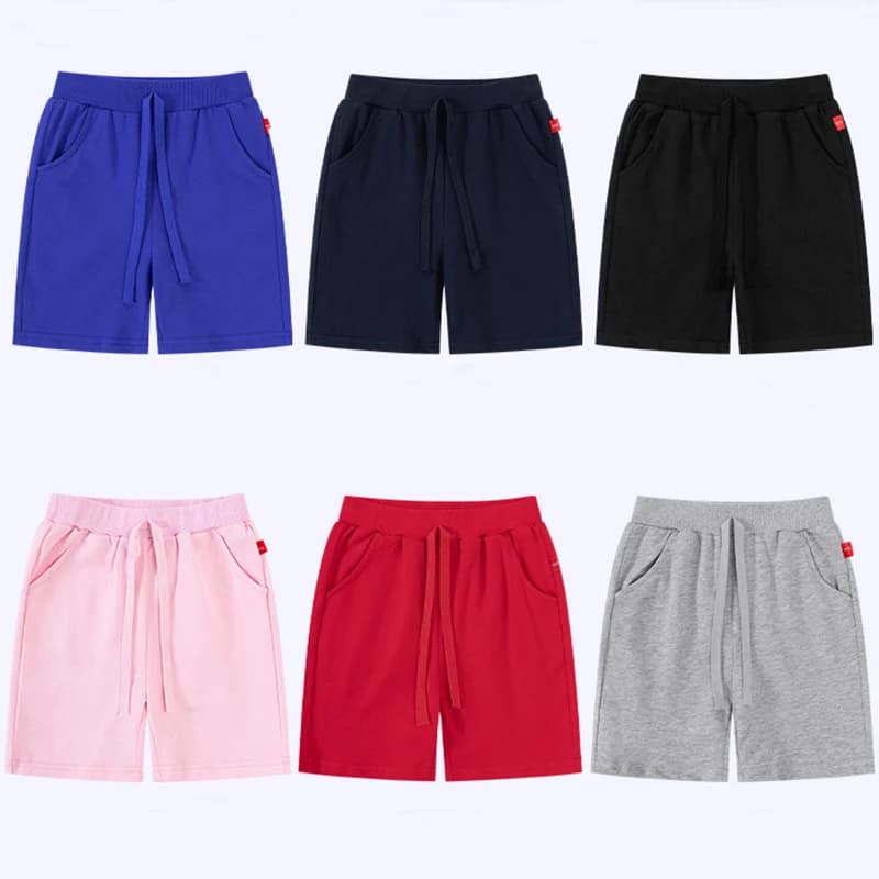 1 paio di pantaloncini per bambini 100% cotone, tinta unita, casual, estivi, sportivi, grigio e nero.