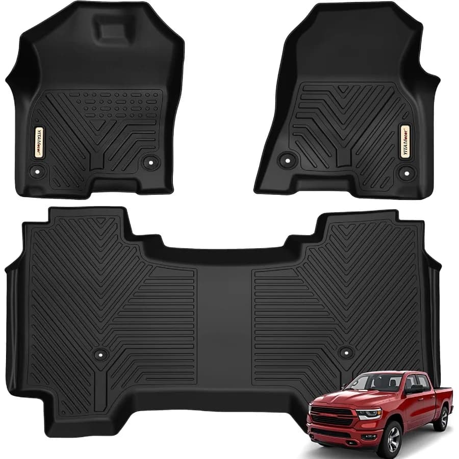 Custom Fit Floor Mats for 20192024 Dodge Ram 1500 Crew Cab with 1st Row Bucket Seats and No Rear Under Seat Storage Box Premium