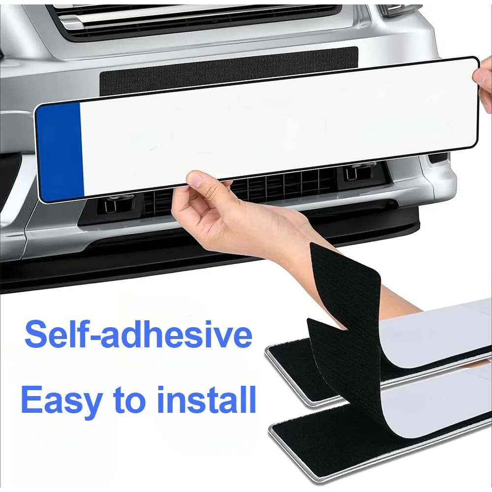 Powerful Velcro Number Plate Holder Frameless Self-Adhesive Car Number Plate Easy Installation Num Plate Holder Velcro for Car