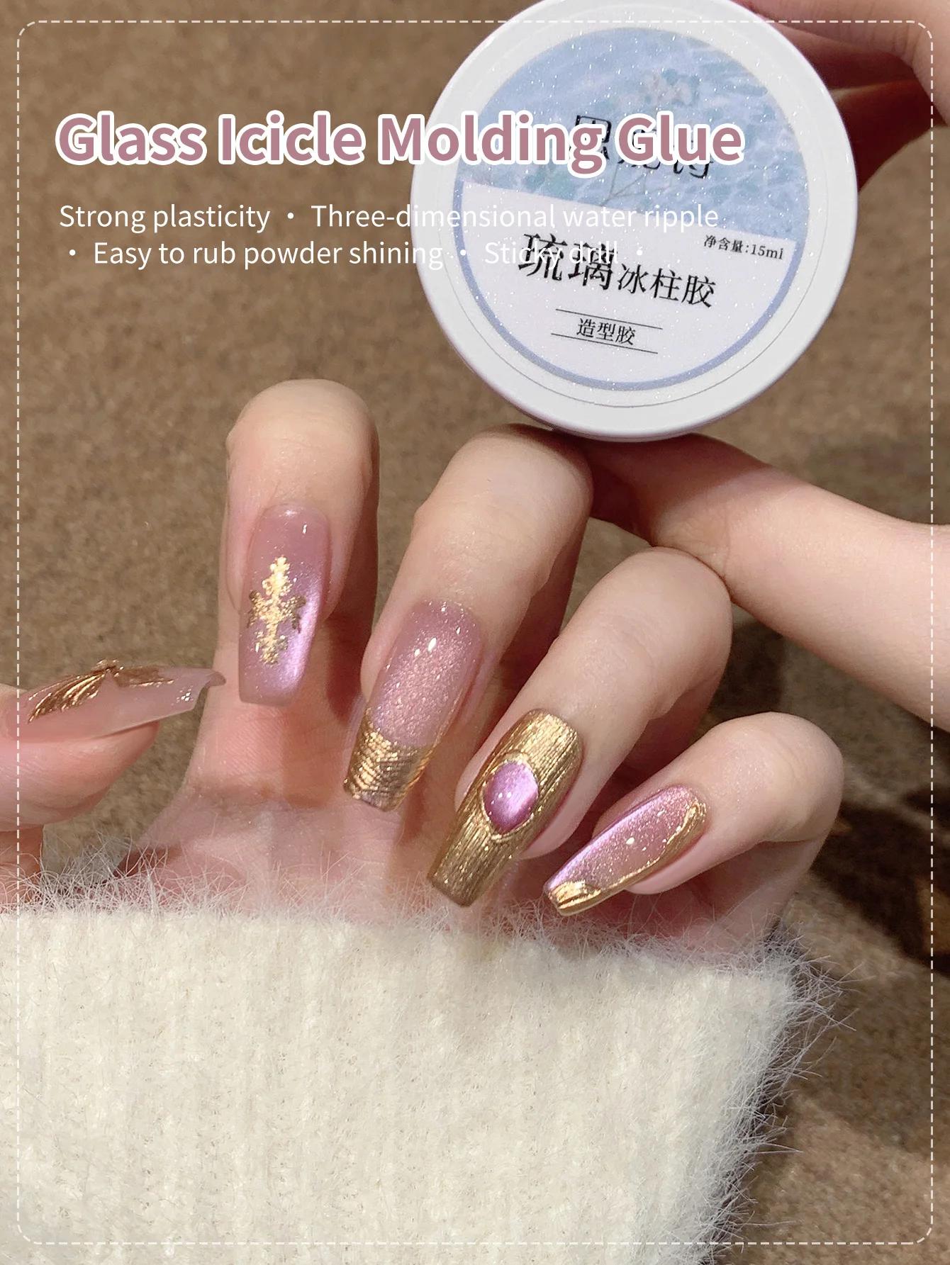 Smalto per unghie gel trasparente antiaderente per estensione delle mani da 15 ml per modellatura 3D Nail Art Gel duro solido gelatina lattiginosa per unghie finte intaglio art