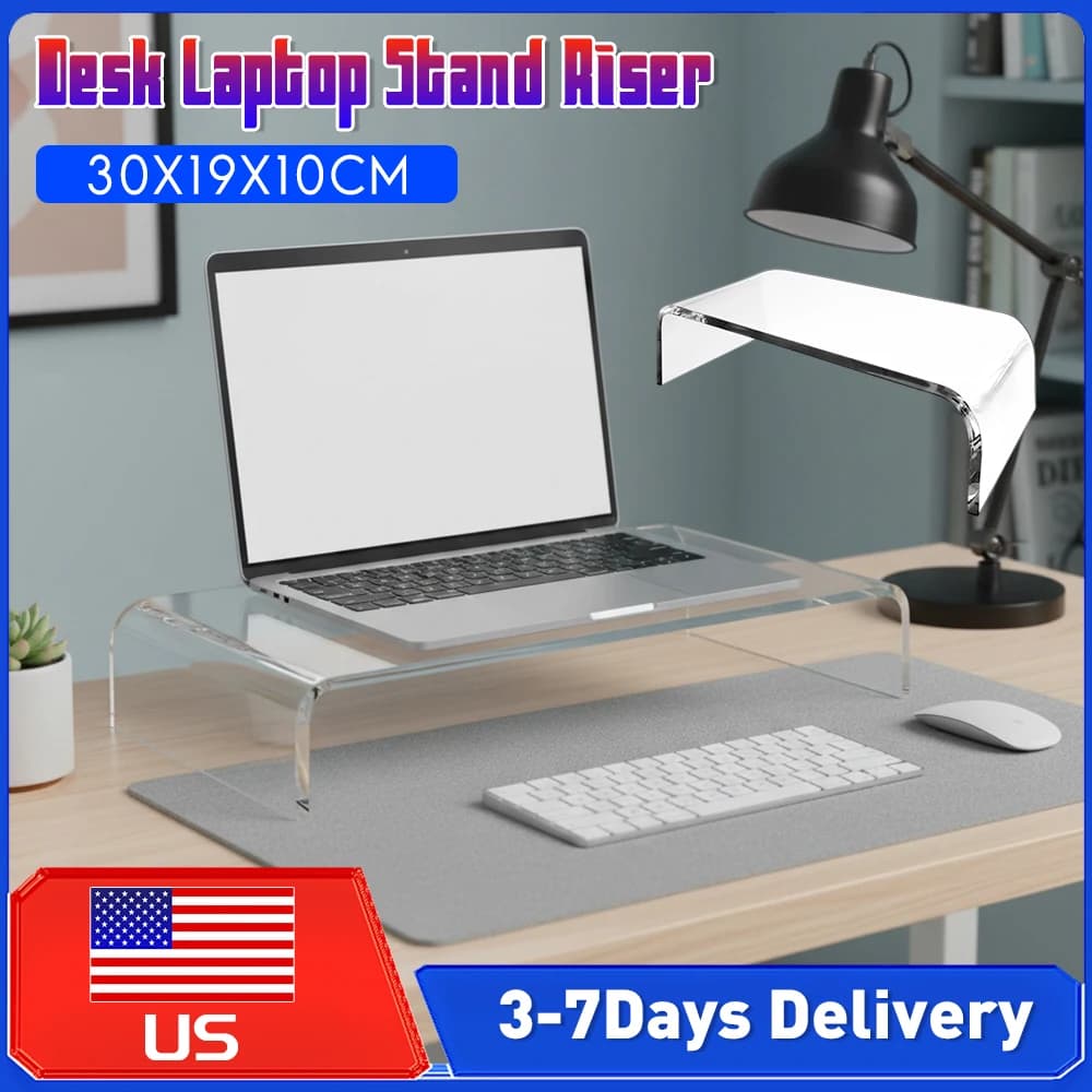 Transparent Acrylic Monitor Supports, Ergonomic Desktop Enhancement for Laptop, PC, Multimedia Monitor, Space Saving, Supplies for Home Office 2026