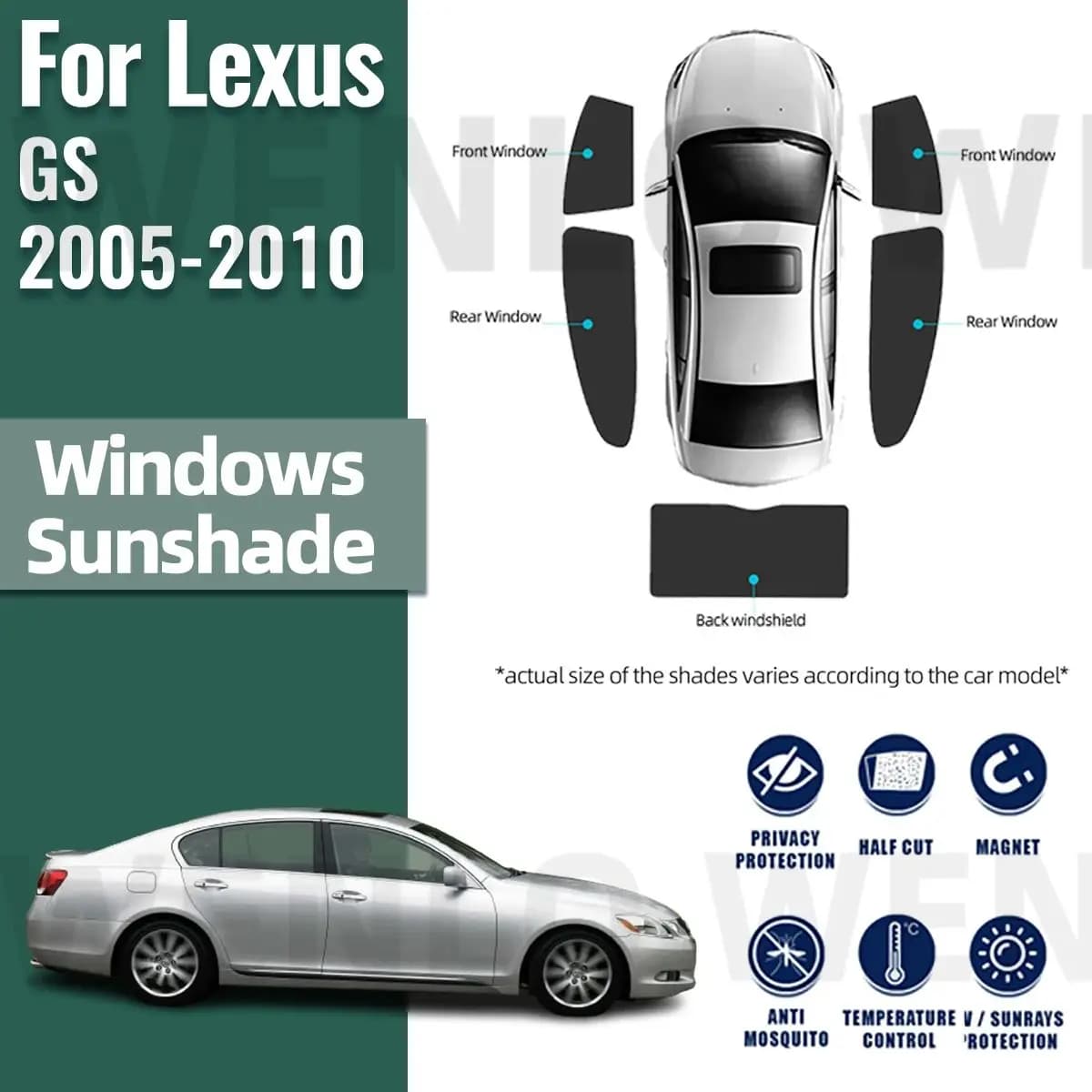Per Lexus GS 300 2005-2010 GS300 350 Parasole magnetico per auto Tenda per finestrino laterale personalizzata Visiera parasole Parabrezza anteriore