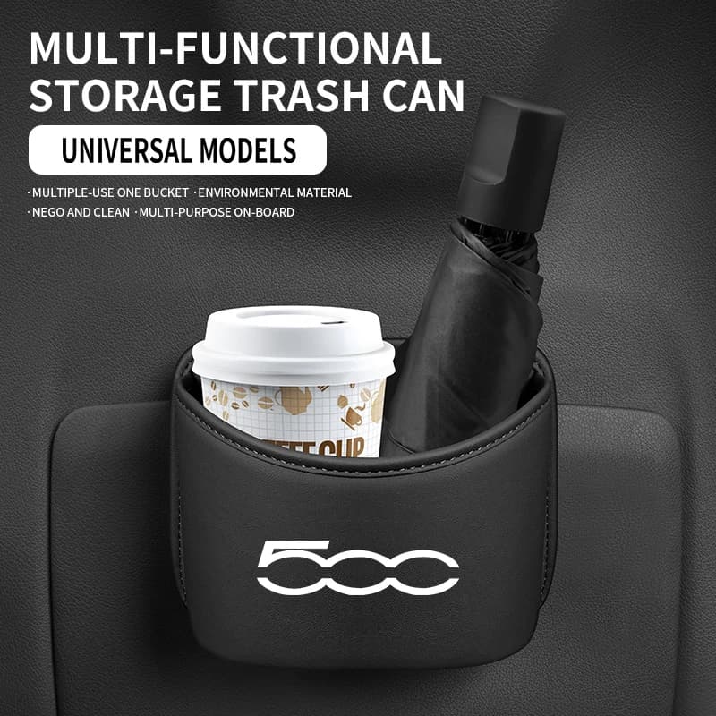 Contenitore portaoggetti per auto, cestino multifunzione da appendere al retro del sedile per Fiat 500 500C 500X 500L Abarth 695