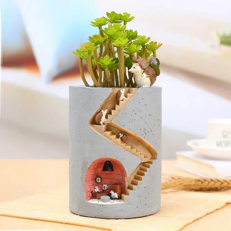 Fioriera creativa per riccio, vasi da fiori in resina per piante grasse, vasi da giardino, figurine decorative per l'arredamento del tavolo di casa