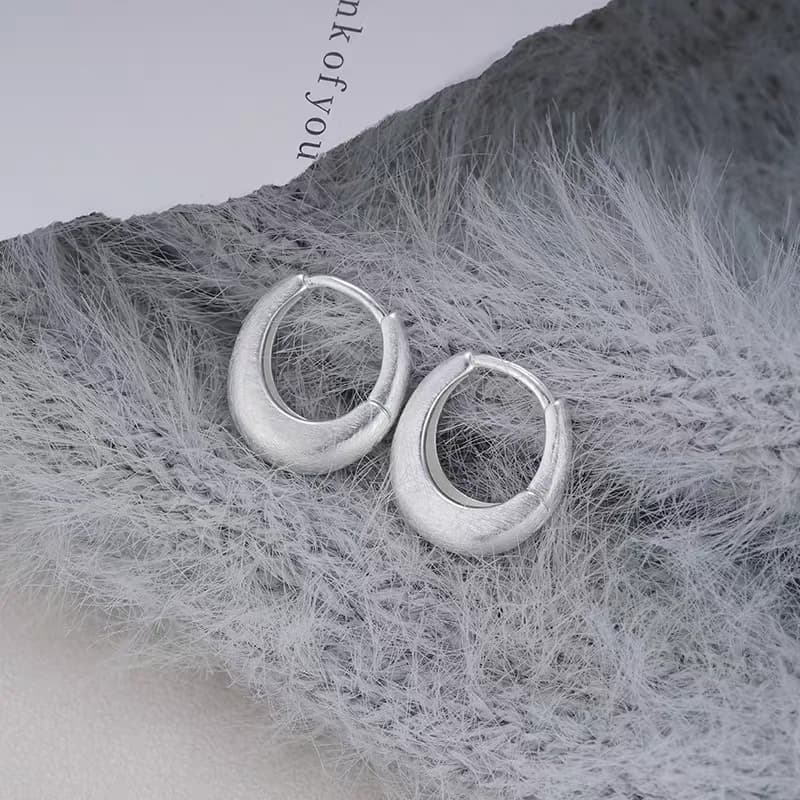 Orecchini a cerchio in argento sterling 925 spazzolato per donna Stile unico Design semplice alla moda Regalo per ragazze