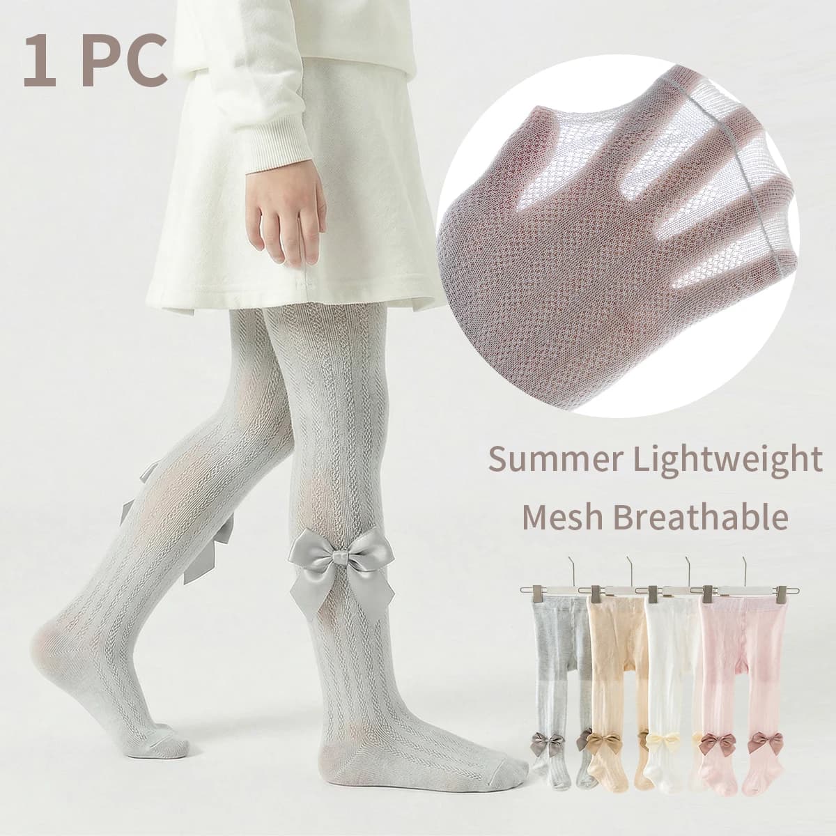 1 paio di collant leggeri per bambini e neonati, leggings per bambine – Rete fresca e morbida per le giornate estive