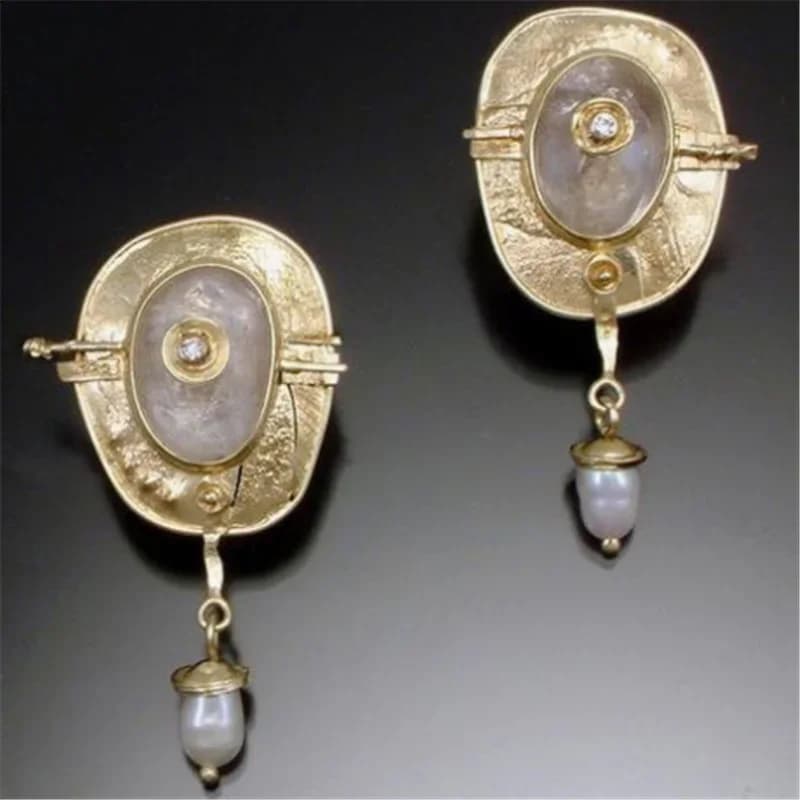 Orecchini pendenti con perle d'imitazione bianche di lusso per gioielli da sposa orecchini pendenti con smalto Color oro Brincos Mujer